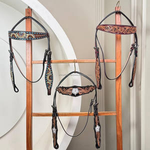 Nouveau casque de cheval en cuir usiné à la main de conception personnalisée pour la tête de bride occidentale équipement de cheval en cuir de vachette véritable - Product Image 6