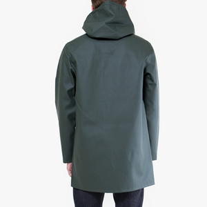 Manteau de pluie long imperméable à capuche pour homme en polyester enduit, fermeture boutonnée, couleur unie, coupe classique avec poches, idéal pour l'extérieur - Product Image 2