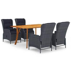 Ensemble de salle à manger de jardin 5 pièces gris foncé pour usage extérieur - Product Image 1