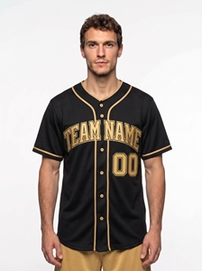 Maillot de baseball noir et or pour homme, nom de l'équipe 00, maille polyester, boutons sur le devant, coupe classique, vêtements pour toutes les saisons - Product Image 1