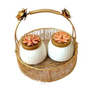 Elegant Metal <b>Basket</b> Organizer For Bathroom Storage Style Modern Golden Metal <b>Basket</b> For Minimalist Home <b>Display</b> - Product Image 2