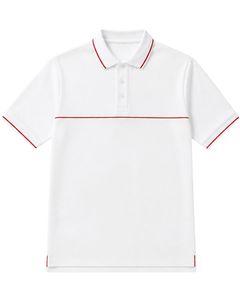 เสื้อโปโลชายสีขาวและสีแดงแบบกำหนดเอง แขนสั้น สวมใส่สบาย เหมาะสำหรับกอล์ฟ ระบายอากาศได้ดี เสื้อกีฬาโพลีเอสเตอร์คุณภาพพรีเมียมสำหรับฤดูร้อน - Product Image 1