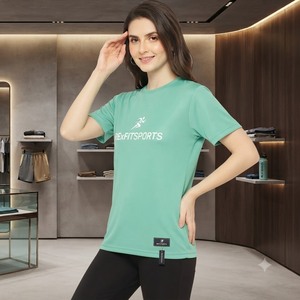 T-shirt d'entraînement pour femme REXFITSPORTS 2026, logo personnalisé, vêtements de sport respirants, t-shirt de course pour femme, marque privée - Product Image 3