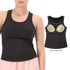 Custom Logo Women Gym Fitness Wear Built-in Bra Padded Tank Top Quick Dry Athletic Yoga Sports <b>Singlet</b> - Product Image 6