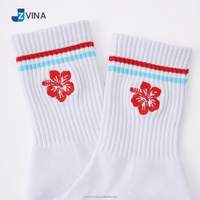 Chaussettes courtes pour femmes JZVINA, blanches et rouges, broderie florale, antidérapantes, en coton et fibre de bambou, pour un usage quotidien estival, couleur personnalisée