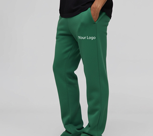 Pantalon de survêtement en coton vert pour homme, taille élastique, poches latérales, vêtements décontractés pour l'automne - Product Image 4