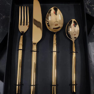 Ensemble de couverts traditionnels durables en acier inoxydable, couteau, fourchette, cuillère, style occidental, pour steak, en or et argent, pour mariage, événements, cadeaux - Product Image 1