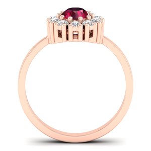 Anillo Halo con Rubí de Corte Redondo de 0.5 Quilates de Alta Calidad REYES para Mujer, Oro Sólido de 14K/18K, Joyería con Moissanita Certificada GRA - Product Image 4