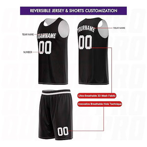 Uniforme de basket-ball personnalisé, noir et blanc, sublimation, vente en gros, maillot et short de basket-ball de bonne qualité - Product Image 3