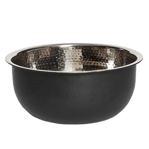 Elegante tazón de pedicura de acero inoxidable, metal brillante, forma redonda, acabado negro mate, ligero, de primera calidad. - Product Image 1