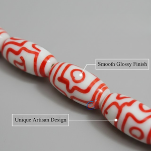 Perles en verre soufflé de luxe rouge et blanc |   Perles décoratives élégantes faites à la main de 12 à 28 mm pour la création d'accessoires créatifs DIY - Product Image 3