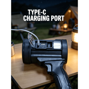 Super Bright <b>Rechargeable</b> LED Spotlight <b>Flashlight</b> Long-Running Outdoor Handheld Searchlight with Solar Flood Lights Function - Product Image 6