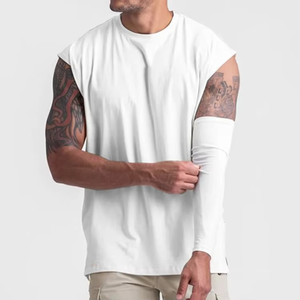 Débardeur blanc sans manches pour homme, col rond, tricot uni, style décontracté - Product Image 2