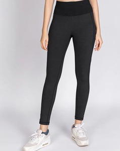 Leggings de sport et yoga pour femmes, taille mi-haute, respirants, unis, vintage, sans coutures, personnalisables, ajustés, 100% polyester, en velours côtelé, longueur genou - Product Image 1
