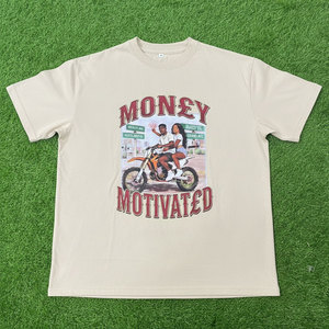 เสื้อยืดโอเวอร์ไซส์ลายกราฟิกสำหรับผู้ชาย ผ้าคอตตอนหนา คอกลม ไหล่ตก ทรงหลวม รับผลิตตามแบบ OEM ขายส่ง - Product Image 1