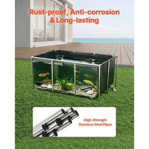 Vasca rettangolare per pesci rossi da 270 galloni, laghetto per Koi in PVC con pannello trasparente, acquario da terra in tela, accessorio in acciaio inossidabile per pesci rossi - Product Image 4