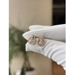 Modernos Pendientes Colgantes con Halo de Perlas y Diamantes Redondos de 0.65 Ct, Oro de 14K, Joyería Fina para Mujer, Diseño Personalizado de Fabricante - Product Image 5