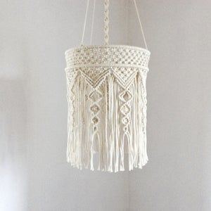 Abat-jour en macramé bohème de luxe, fait main en corde de coton, couverture de lampe suspendue, design personnalisé disponible - Product Image 6