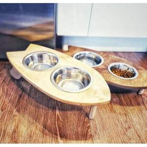 Gamelle pour chien en bois de style rustique, produit promotionnel pour animaux de compagnie pour une alimentation confortable - Product Image 2