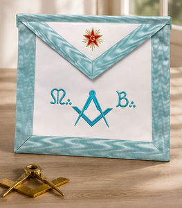 French Rite M:. B:. Apron French Rite Master Mason Apron High Quality Lambskin Or Satin Ceremonial Regalia Gold Embroidery - Product Image 4