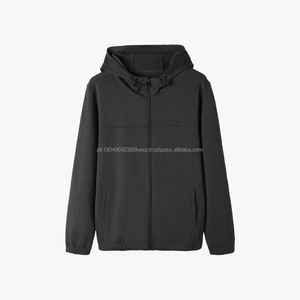 Sudadera con Capucha y Cremallera para Hombre, Tejido Delgado de 280g, Doble Cara, Estilo Casual, Capucha Ajustable, Diseño Versátil con Patrón Liso - Product Image 4