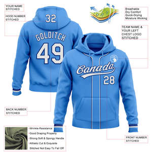 Sweat-shirt à capuche brodé personnalisé pour homme, bleu Canada 28, avec fermeture éclair et poche, coupe classique, pour l'automne, respirant et anti-humidité - Product Image 1