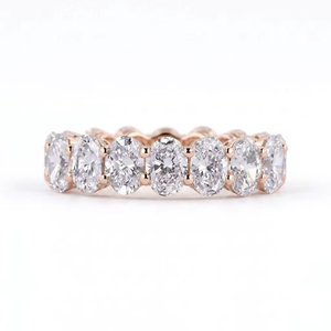 IGI Certified 18K White <b>Gold</b> 1.75CT Oval Diamond Lab Grown Diamond HPHT Half Eternity Band Matching Wedding Band Fine Jewelry - Product Image 1
