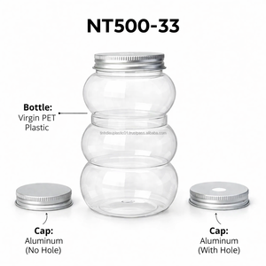 Bouteille PET de 500 ml en forme de bonhomme de neige avec couvercle en aluminium pour l'emballage de collations, bonbons et noix - Product Image 6