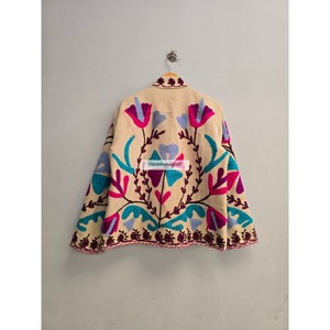 Chaqueta india 100% algodón, hecha a mano, corta, unisex, con bordado floral y forro interior de algodón, estilo boho chic. - Product Image 5