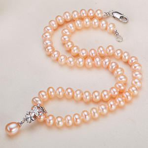 Collar de Perlas de Agua Dulce sin Núcleo de 5.5-6mm, Limpio y Impecable, con Cadena para Clavícula y Elegante Colgante - Product Image 3