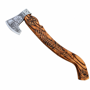 Hacha Vikinga Edge Master Manufacture con Patrón de Valquiria Grabado, Hoja de Acero al Carbono Industrial con Acabado Escarchado, Mango de Madera, ODM, DIY - Product Image 1
