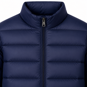Veste matelassée pour homme, bleu marine, col montant, fermeture éclair, coupe-vent, veste d'hiver décontractée, coupe régulière, rembourrage en polyester - Product Image 6