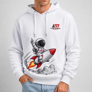 Sweat à capuche pour homme Long Mission Industry, imprimé astronaute et fusée, en coton blanc, coupe classique, vêtement décontracté d'automne - Product Image 1