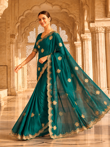Sari de Terciopelo y Satén para Mujer, Diseño Indio Personalizado de Vexotrend, Hermoso Diseño Patola, Estilo Tradicional para Bodas y Fiestas - Product Image 2