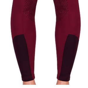 Leggings d'équitation pour femmes rouges, taille haute, extensibles, avec grip intégral en silicone, pour la compétition et l'entraînement - Product Image 3