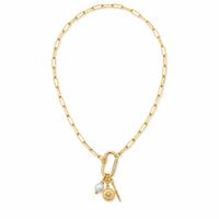 Collier mousqueton doré avec fermoir pavé de zircons et pendentif étoile polaire pour marques de bijoux de boutique en gros