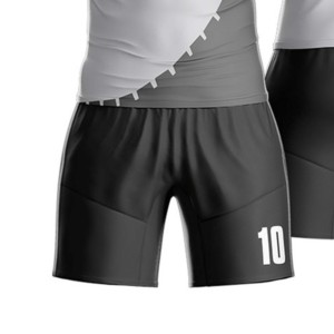 Shorts de football noirs pour hommes avec numéro 10 imprimé par sublimation, taille élastique, séchage rapide, en polyester, vêtements de sport toutes saisons - Product Image 4