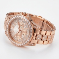 Reloj de cristal de acero inoxidable para hombre, cronógrafo analógico de cuarzo redondo, indicador de fecha y semana, reloj de lujo de 42mm en tono plateado