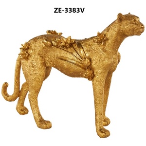 Escultura Metálica de Guepardo Dorado de Lujo, Estatua de Gato Salvaje para Sala de Estar, Oficina, Mesa, Estante y Decoración de Hogar con Temática Safari - Product Image 2