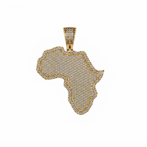 Collier de voyage unisexe plaqué or massif 10K style Hip Hop personnalisé, avec pendentif carte de l'Afrique glacé et breloques en moissanite, cadeau - Product Image 1
