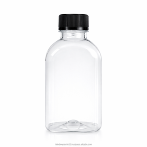 Square 220ml PET Bottle CV220-19 30mm Neck for OEM Export <b>Coffee</b> Juice Beverage <b>Liquid</b> Soap Packaging Featuring Secure Cap - Product Image 1