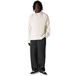 Men Heavy Washed Rib Knit Polo Sweater <b>Neutral</b> Long Sleeve Soft Textured Pullover Casual Winter Top Cotton Blend OEM - Product Image 6
