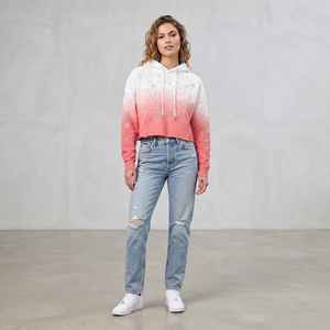 <b>Women's</b> Y2K Cropped <b>Hoodie</b> Gradient <b>Pink</b> Crystal Rhinestone Star Drop Shoulder Streetwear Sweatshirt - Product Image 4