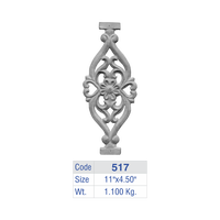 Élément de balustrade élégant et moderne en fonte sans cadre, avec rosette centrale florale et motifs symétriques en spirale pour la conception de garde-corps de balcon