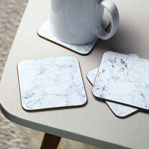 Luxury Marble Print Coasters Set Elegant Stone Inspired Finish Drink Coasters for Coffee Table Home Office <b>Desk</b> Tea Coffee Cups - Product Image 5