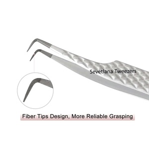 Pinzas de extensión de pestañas profesionales de 90 grados, punta de fibra de acero inoxidable, precisión antimagnética puntiaguda - Product Image 2