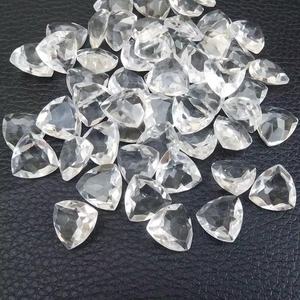 Pierre de quartz naturelle de 10 mm, taille triligne facettée, qualité AAA, pierre précieuse de quartz blanc pour la fabrication de pendentifs, bracelets, bijoux DIY - Product Image 1