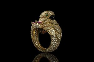 Bague de luxe pour femme en forme d'oiseau perroquet, diamants brillants de laboratoire, plaqué argent 925, bague personnalisée motif animal, certifiée IGI - Product Image 3