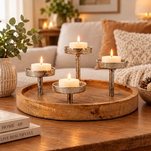 Juego de Portavelas de Metal Hechos a Mano, 4 Piezas, Decoración de Mesa Moderna Circular para Mesa de Comedor, Decoración del Hogar, Hotel, Restaurante - Product Image 2