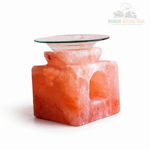 Diffuseur d'huiles essentielles en sel de roche cubique carré, porte-bougie chauffe-plat, brûleur d'arômes artisanal en sel rose de l'Himalaya naturel - Product Image 1